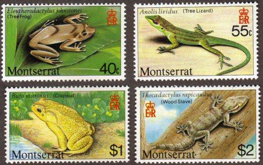 Montserrat #410-13 MH cpl reptiles