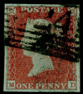 SG8, 1d red-brown, FINE used. Cat £30. 4 MARGINS. MD