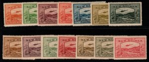 NEW GUINEA SG212/25 1939 DEFINITIVE SET ORIGINAL TONED GUM AS NORMAL MNH 