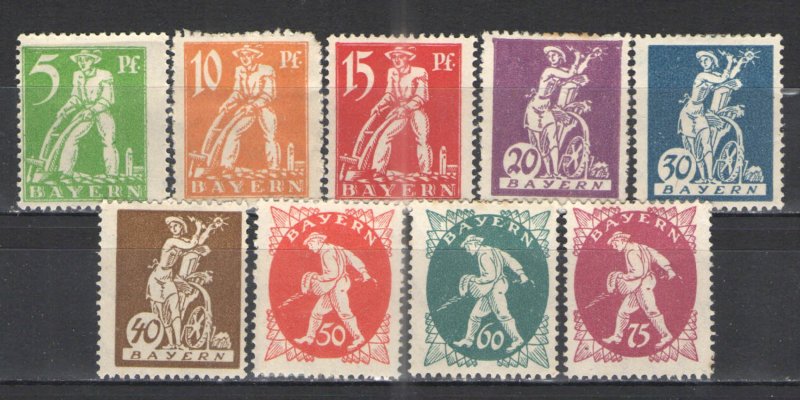 German States - Bavaria 1920 Sc# 238-246 MH/HR NG G/VG - Nice set