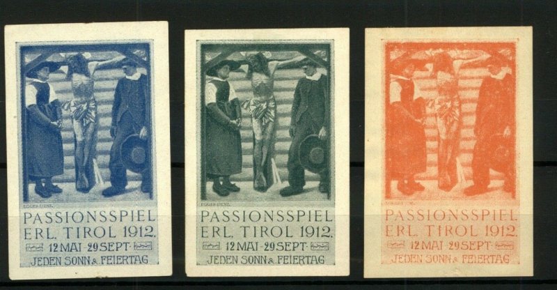 Germany 1912 Passion Play Every Sunday and Holiday Labels