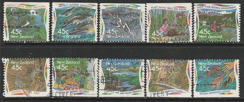 1995 New Zealand - Sc 1259-68 - used VF - 10 single - Environmental Protection