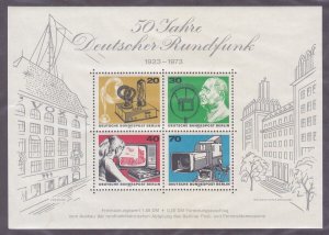 Germany Berlin 9N343 MNH 1973 50 Years German Broadcasting Souvenir Sheet of 4