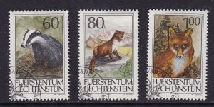 Liechtenstein   #1006-1008  cancelled  1993  wild animals