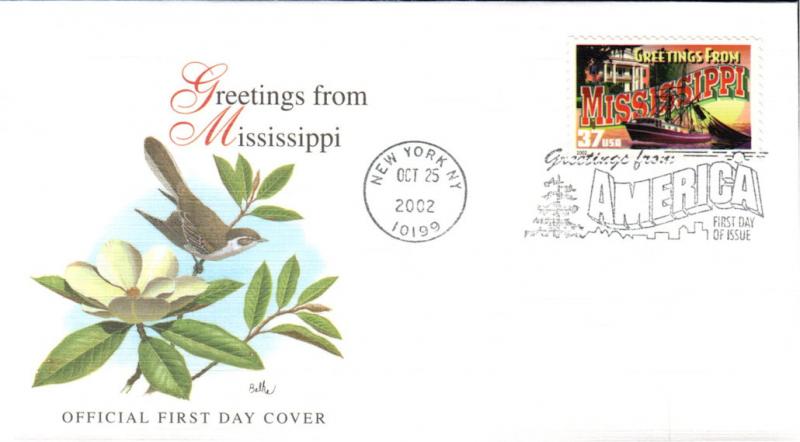 #3719 Greetings From Mississippi Fleetwood FDC