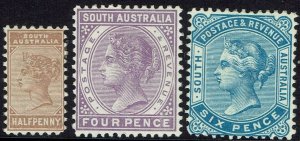 SOUTH AUSTRALIA 1883 QV ½D 4D AND 6D PERF 13