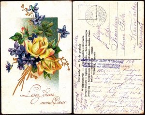 FP31 GERMANY 1916 Feldpost. Flowers. Read my Heart. 6.4.16 2.Bayer Armeekorps