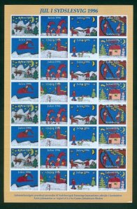 Denmark. Southslesvig Christmas Sheet 1996 Mnh. Santa,Dog,Cat,Snowman,Stars.