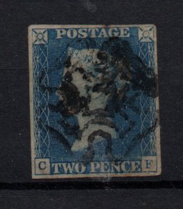 GB QV 1840 2d blue good 4 margins fine Maltese Cross used WS35460