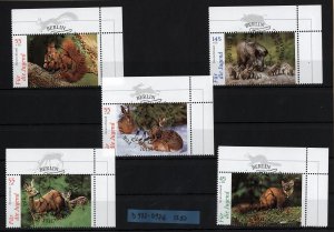 Germany #B972-B976 first day cancel Berlin squirrel hare boar