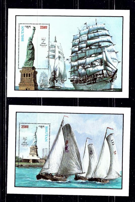 Bhutan 582-83 NH 1986 Statue of Liberty souvenir sheets