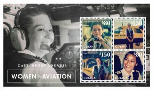 Guyana - 2013 - Women In Aviation Debra Gouveia  - Sheet Of 4 - MNH