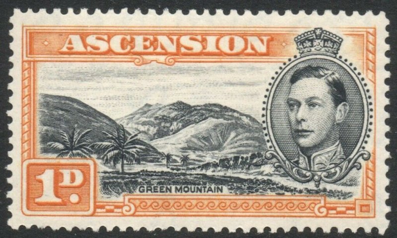 ASCENSION-1940 1d Black & Yellow-Ochre Perf 13½ Sg 39a MOUNTED MINT V38051