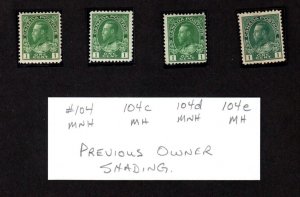 CANADA 4 MINT 1 CENT ADMIRAL STAMPS