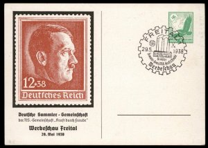 Germany 1938 FREITAL Stamp Show Private Postal Card Cover Advertising Eve G99248