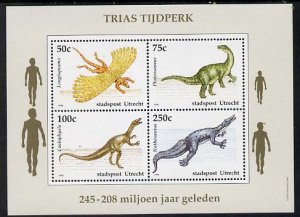 NETHERLANDS, UTRECHT - 1994 - Dinosaurs - Perf 4v Sheet - Mint Never Hinged