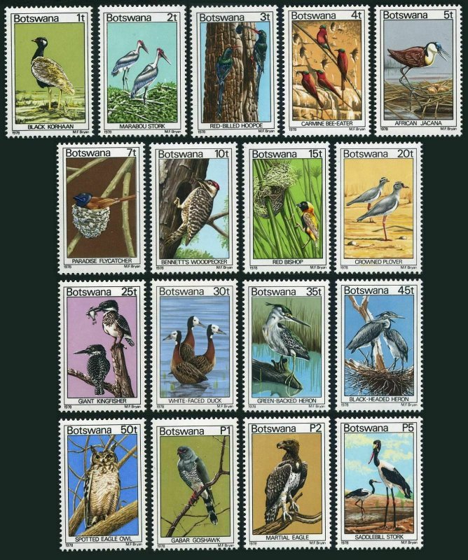 Botswana 198-214,MNH.Michel 198-214. Birds 1978.Korhaan,Marabou,Herons,Eagle owl