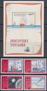 GRENADA GRENADINES Sc #1300-1,3,6-7 PART 1 MNH SET of 4 + S/S - VOYAGES