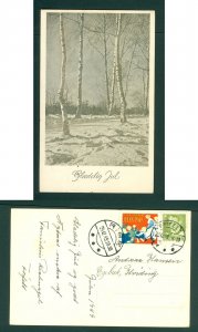 Denmark. 1949 Christmas Card. Seal + 15 Ore. 24 Dec. Ribe. Trees, Winter.Hviding