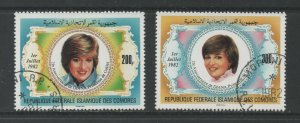 Thematic Stamps Royalty - COMORO IS 1982 DIANA 21st 2v 482/3 used