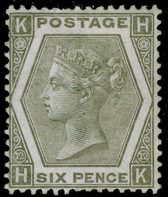 SG125, 6d grey plate 12, M MINT. Cat £1850. HK