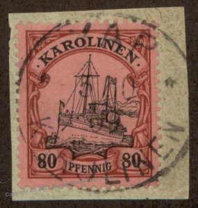 Germany 1909 YAP Carolines Karolinen Mi15 80pf  Yacht Used 109552