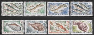 Congo, P.R. Scott 96-101, 119-120 MNHOG - 1961-64 Fish Issue - SCV $7.00