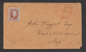 #1 5c. Franklin, Red-Brown, on cover, scv: $450, Free Insured Shipping