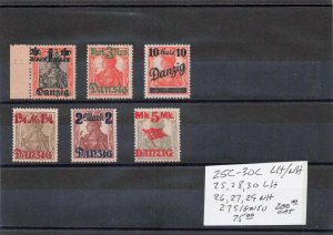 DANZIG   25C+30C  MLH/MNH  25,28,30 MLH; 26,27,29 MNH; 27 SIGNED