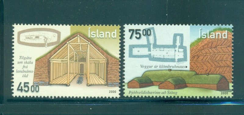 Iceland - Sc# 922-3. 2000 Ancient Architecture. MNH. $4.00.