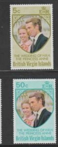 VIRGIN ISLANDS #260-262 1973 WEDDING OF PRINCESS ANNE MINT VF NH O.G aa