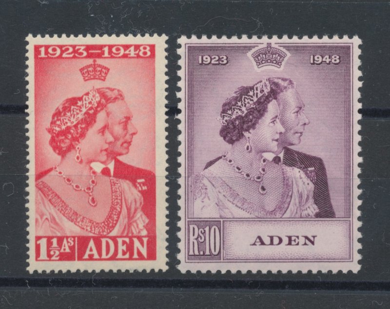 1949 ADEN, Stanley Gibbons n. 30/31, Royal Silver Wedding - MLH*