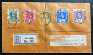 1913 St Helena Registered Cover To Birmingham  England