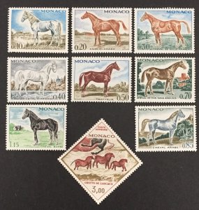 Monaco 1970 #781-8,C77(9), Horses, MNH,