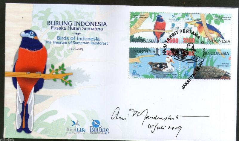 Indonesia 2009 Birds Treasure of Sumatran Rainforest Fauna Animals FDC # 16400