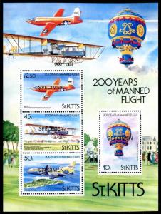 St Kitts 126a MNH 1983 Montgolfier balloon, Sikorsky Russian Knight,   x11621