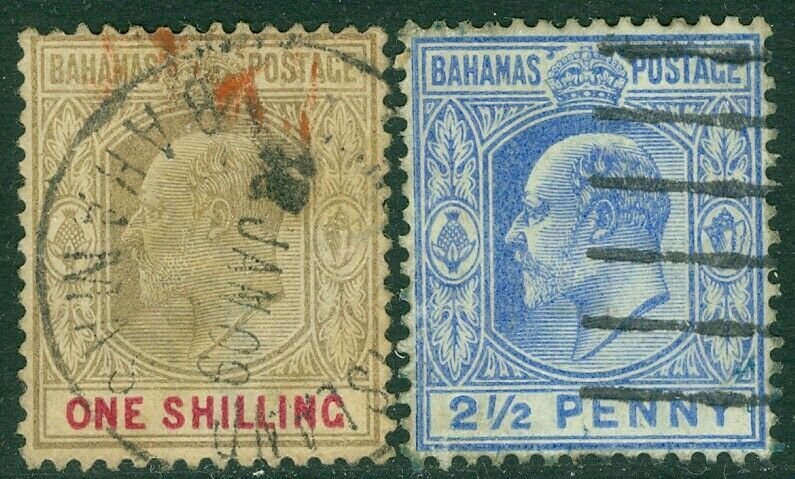 EDW1949SELL : BAHAMAS 1902-7 Scott #41, 46 Both Very Fine, Used. Catalog $97.00.