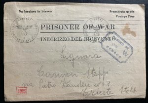 1943 USA Italian Prisoner Of War POW camp Letter Cover to Trieste Italy Steppi