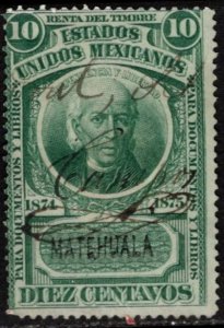1874 Mexico Revenue 10 Centavos Matehuala Control Documentary (Documents Books)