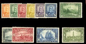 Canada #149-159 Cat$743.15, 1928-29 1c-$1, complete set of eleven, hinged, so...