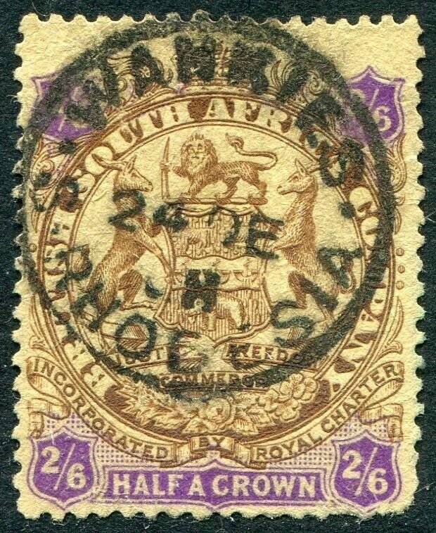 RHODESIA-1896-97 2/6 Brown & Purple/Yellow Sg 48 AVERAGE USED V48396