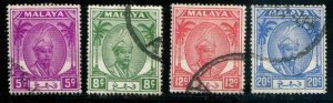 Malaya - Pahang  SC# 65-68 Sultan Abu Bakar 5c 8c 12c 20c used