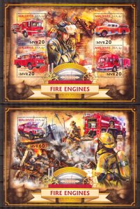 Maldive Islands 2016 Fire Engines Trucks Sheet + S/S MNH