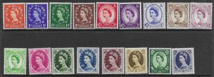 GB 292-308   1952  set 17    FVF  Unused