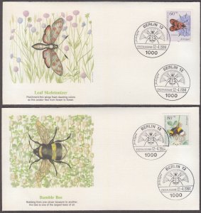 GERMANY (BERLIN) Sc # 9NB209-12 SET of 4 FDC VARIOUS INSECTS