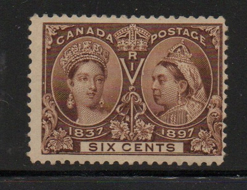 Canada Sc 55 1897 6c yellow brown Victoria Jubilee stamp mint