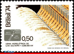 1371 BRAZIL 1974 HYDROELECTRIC, DAM OVER PARANA RIVER, ELECTRICITY, MI# 1462 MNH