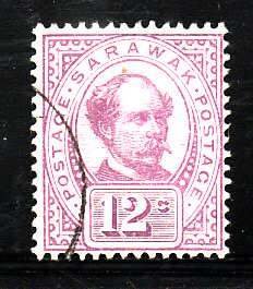Sarawak-Sc#42- id7-used $0.12 light vio -Sir Charles J Brooke-1899-