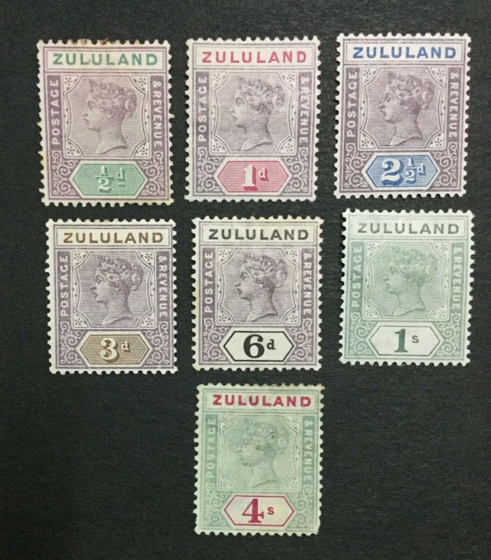 MOMEN: ZULULAND SG #20/27 1894-6 MINT OG H LOT #195584-4178