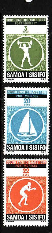 Samoa-Sc#312-14-Unused NH set-Sports-Pacific Games-1969-